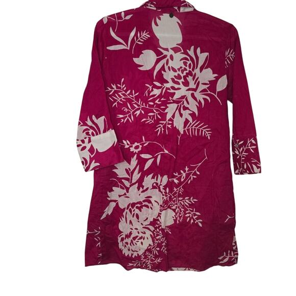 Soft Surroundings Pink & White Beaded Floral India Inspired Tunic XSP - Picture 2 of 6